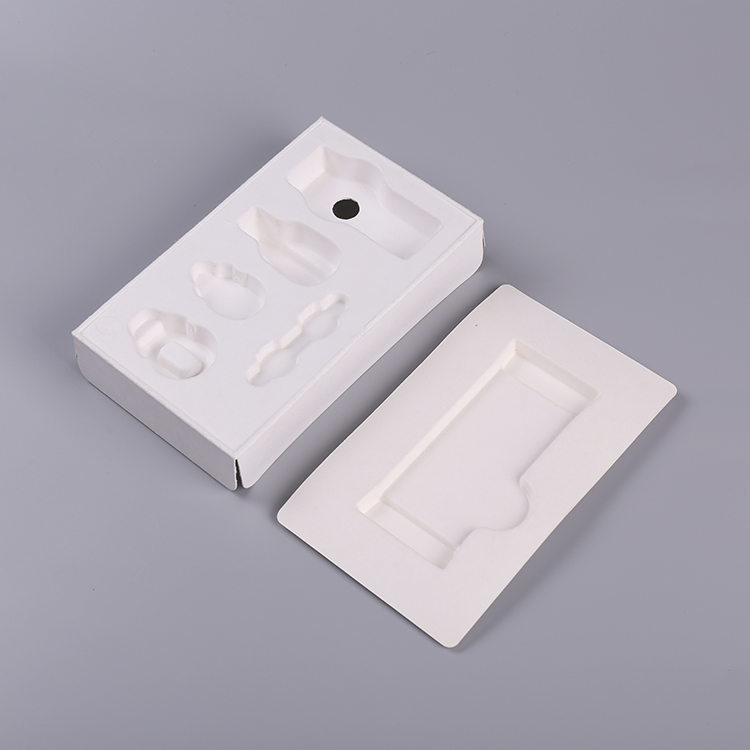 Eco-friendly Bagasse Pulp Molded Custom Electronic Packaging Tray